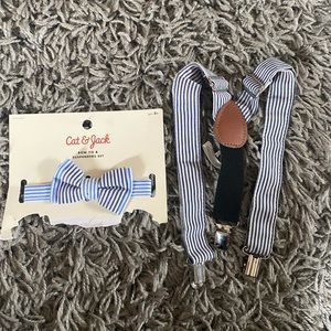 Infant bow tie and suspenders set - one size fits all